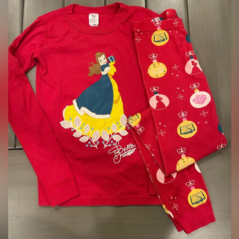 Hanna Andersson Disney Princess Belle Beauty & The Beast Long John PJs Size 12